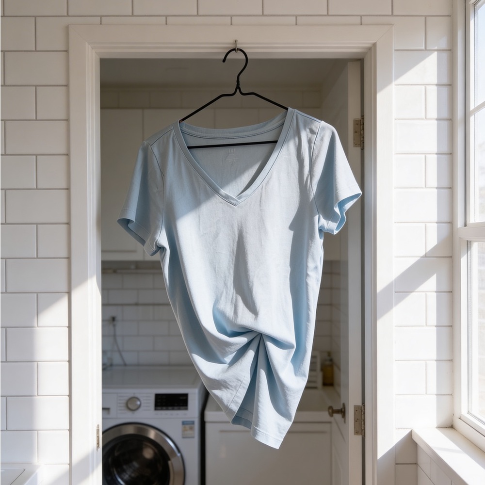J. Jill Perfect Pima Cotton  Light Blue V-Neck Tee